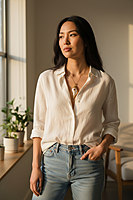 Large Shell Pendant With Gold and Emerald Accents