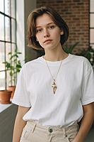 Shell Pendant with Gold, Pink, and Green Accents