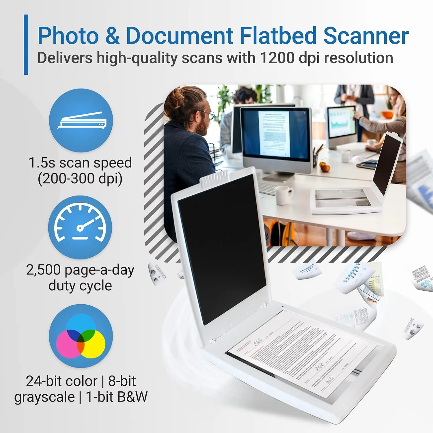 Visioneer Flatbed Color Photo and Document Scanner with Tag That Photo Software