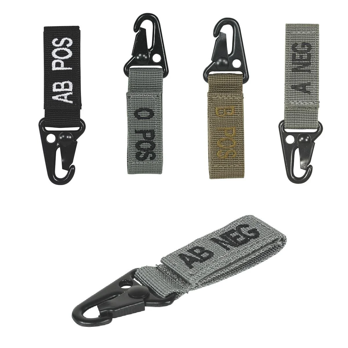 VooDoo Tactical Blood Type Tag with Velcro Strap and Quick-Release Snap Hook