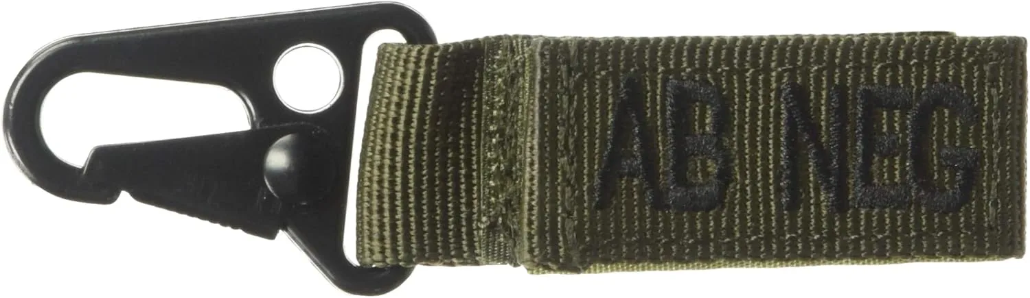 VooDoo Tactical Blood Type Tag with Velcro Strap and Quick-Release Snap Hook