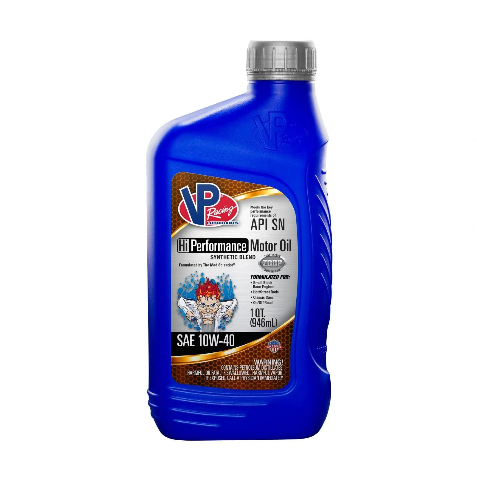 VP Racing Fuels Synthetic Blend Hi Performance Motor Oil Quart SAE 10W-40