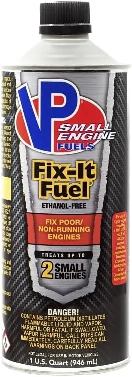 VP Racing Fuels 6635, Fix-It Fuel, Fixes Poor or Non-Running 2-Cycle and 4-Cycle Small Engines (SEF) - Quart Pack of 1