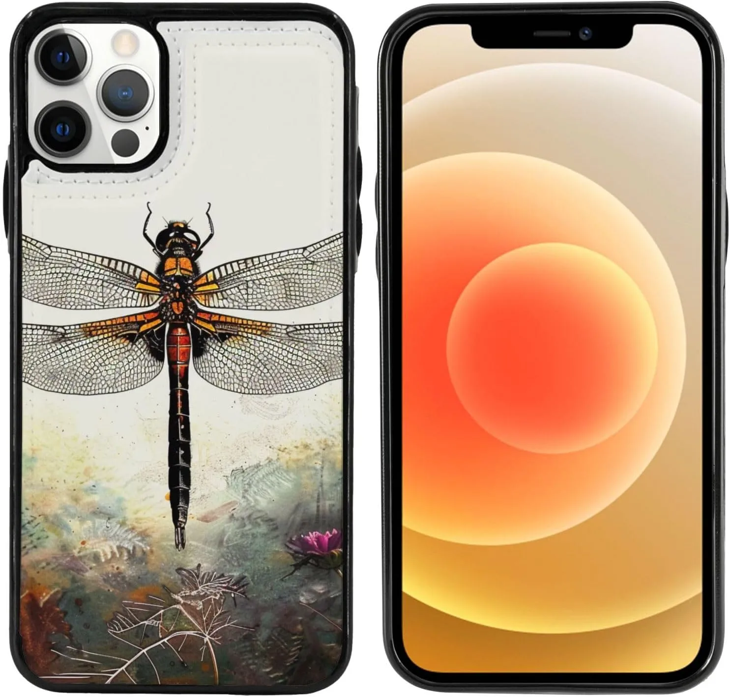 Dragonfly Printed Wallet Case for iPhone 12 Pro- 6.1 Inch with Card Holder
