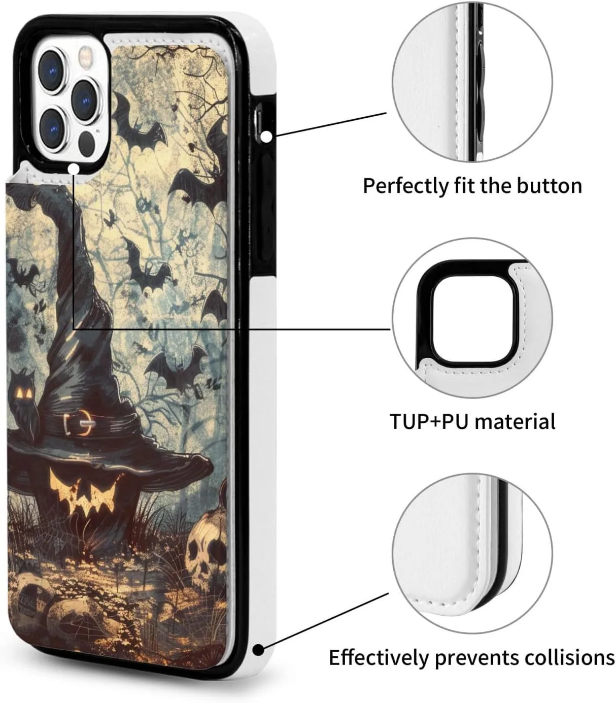 Witch Hat Printed Wallet Case for iPhone 12 Mini- 5.4 Inch with Card Holder