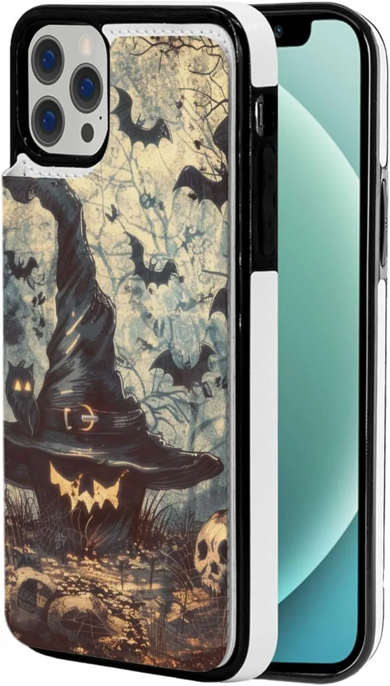 Witch Hat Printed Wallet Case for iPhone 12 Mini- 5.4 Inch with Card Holder