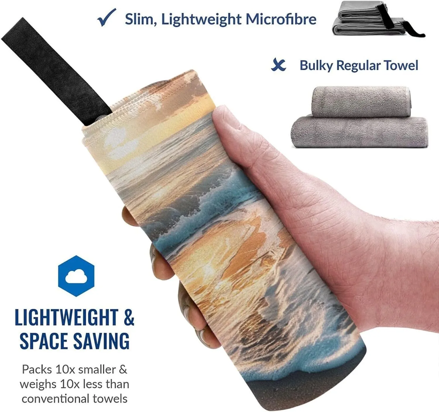 Beach Sunset Sea Waves Printed Microfiber Quick Dry Bath Towel 27.5"X55" - Absorbent, Soft, and Perfect for Travel, Beach