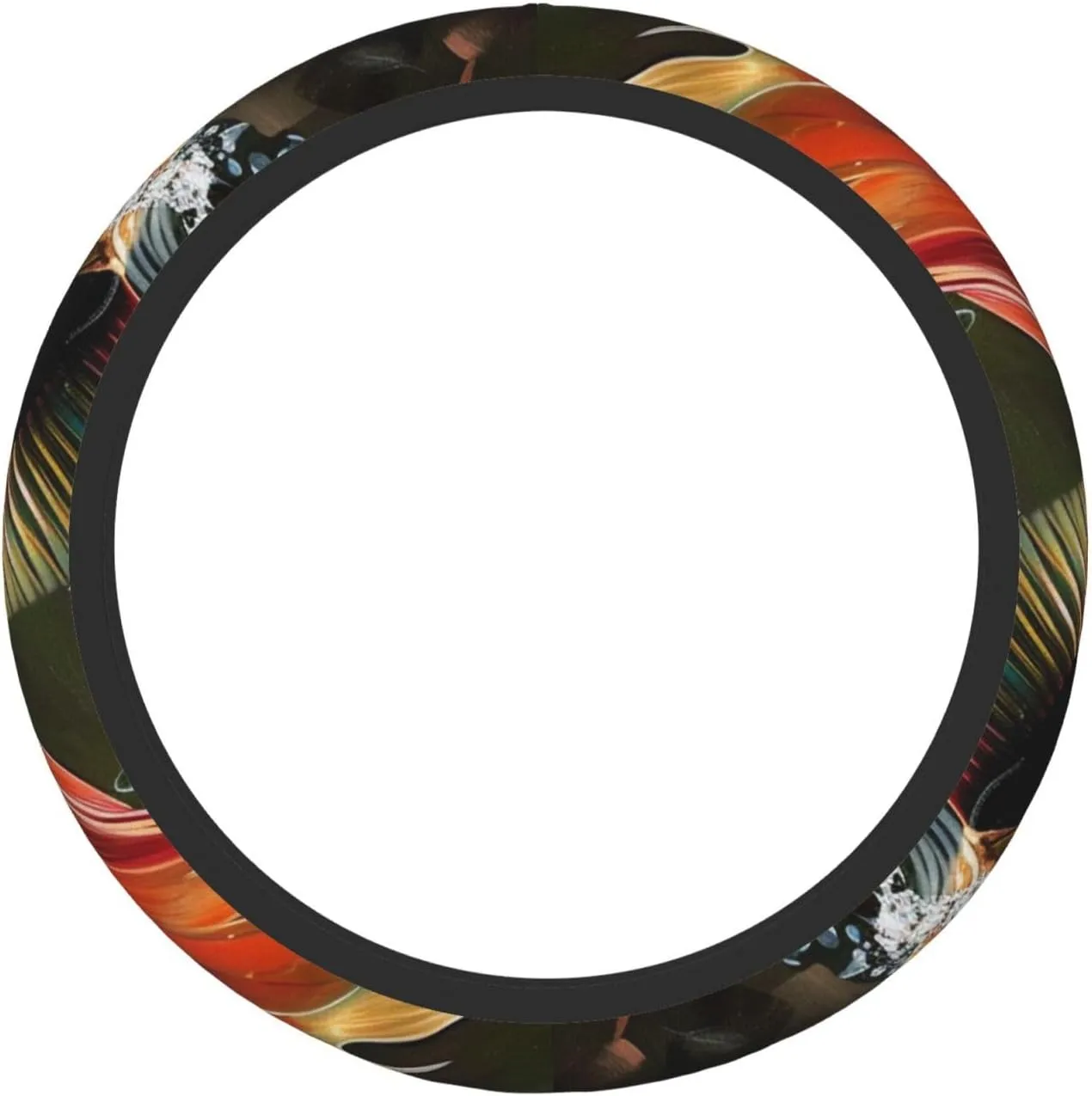 Safflower Flying Fish Printed Car Steering Wheel Cover for Men Women - Universal Anti-Slip Cute Steering Wheel Cover Car