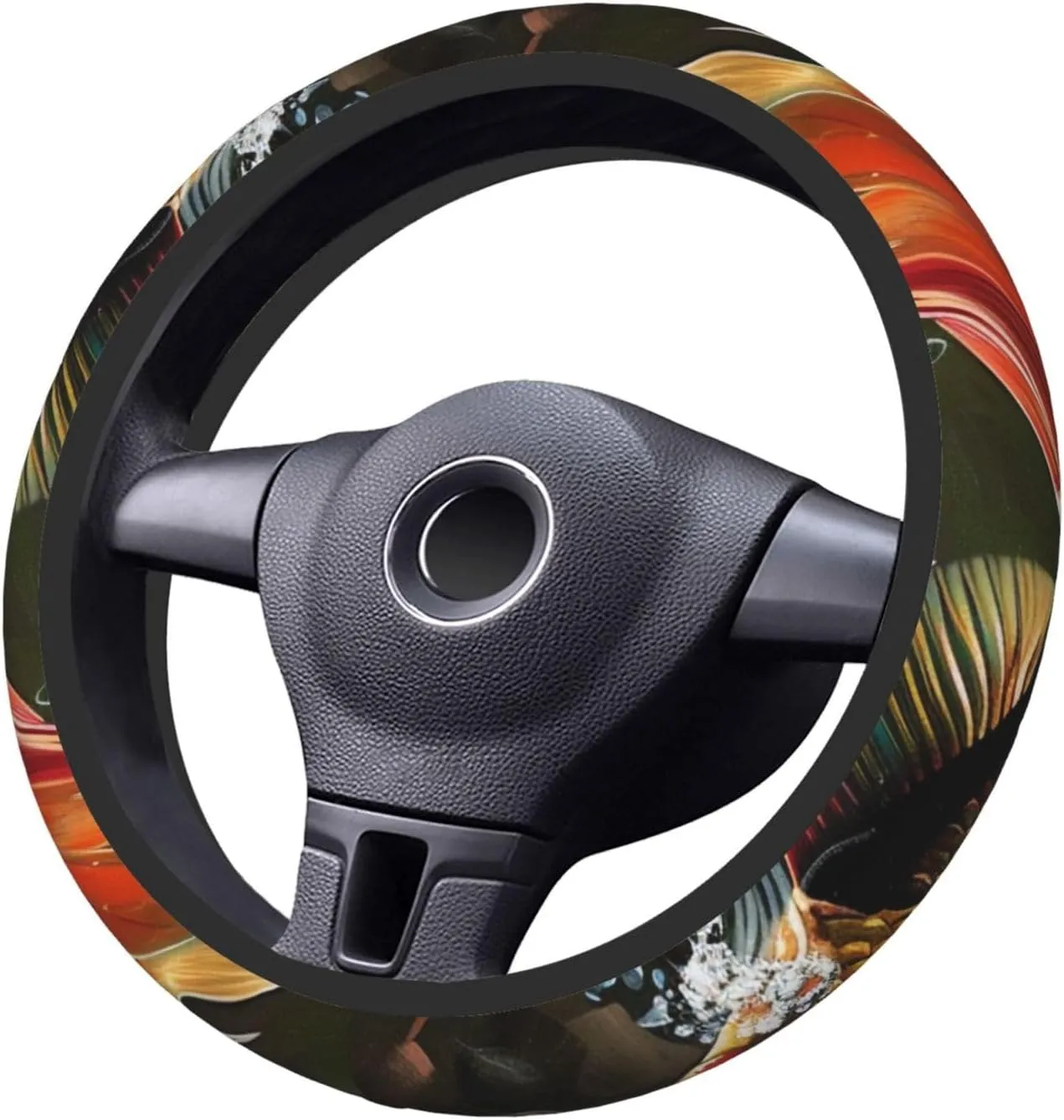 Safflower Flying Fish Printed Car Steering Wheel Cover for Men Women - Universal Anti-Slip Cute Steering Wheel Cover Car