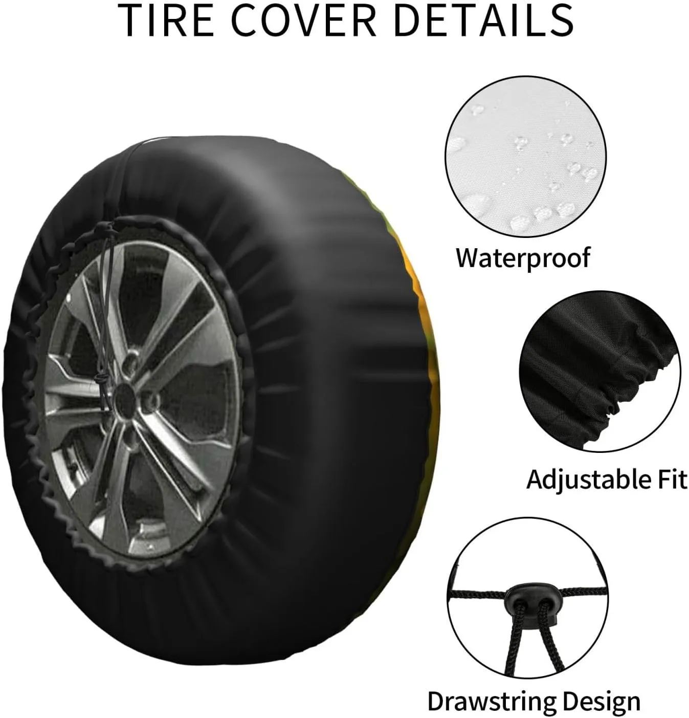 Bright Sunflower Printed Spare Tire Cover 15 Inch - Waterproof Wheel Covers Protectors - Universal Fit for Car, Trailer