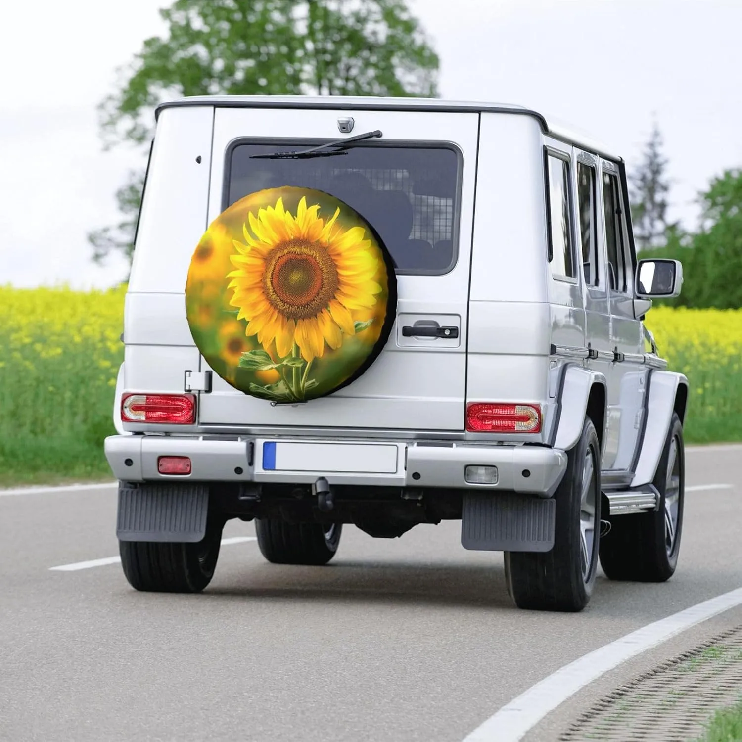Bright Sunflower Printed Spare Tire Cover 15 Inch - Waterproof Wheel Covers Protectors - Universal Fit for Car, Trailer