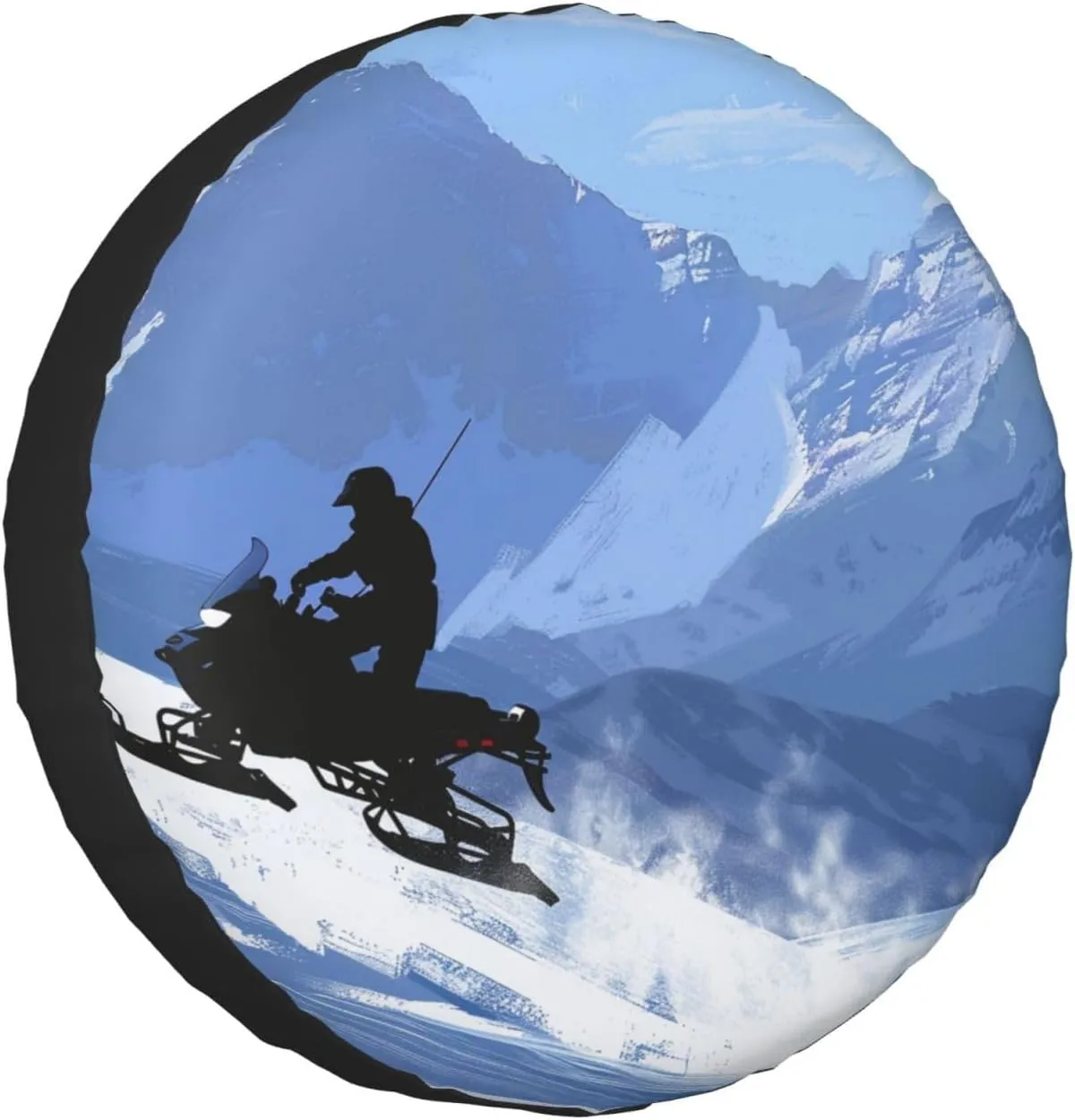 Snowmobile Printed Spare Tire Cover 17 Inch - Waterproof Wheel Covers Protectors - Universal Fit for Car, Trailer, Auto, SUV