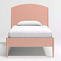 Pink Twin Bed Frame for Kids – Modern Kids Bed with Soft Curved Headboard Pink Twin Bed Frame for Kids – Modern Kids Bed with Soft Curved Headboard