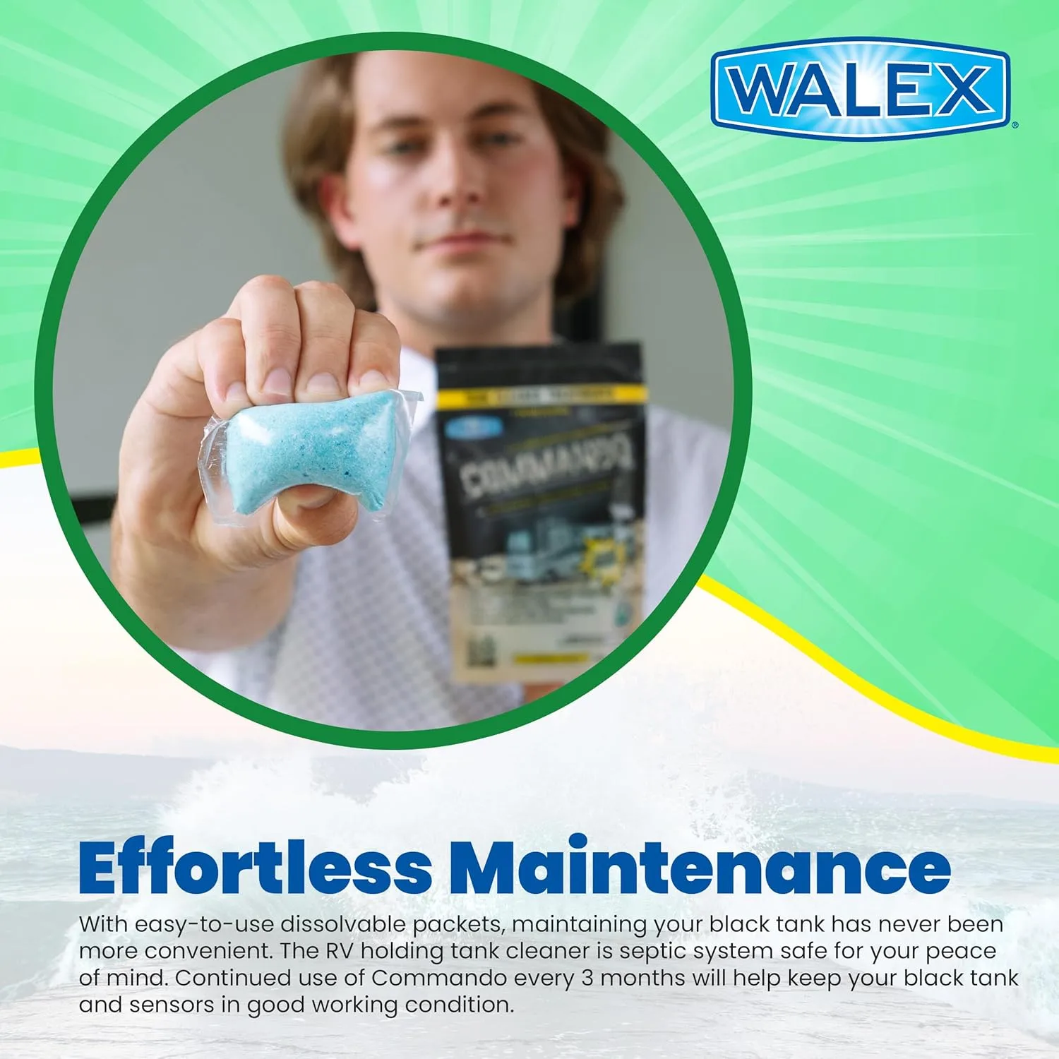 WALEX Commando RV Black Holding Tank Cleaner