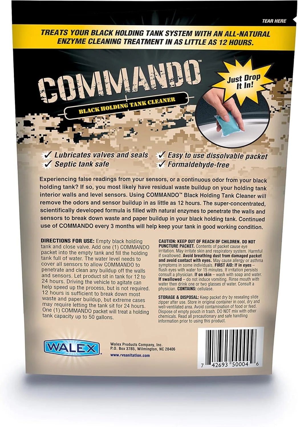 WALEX Commando RV Black Holding Tank Cleaner