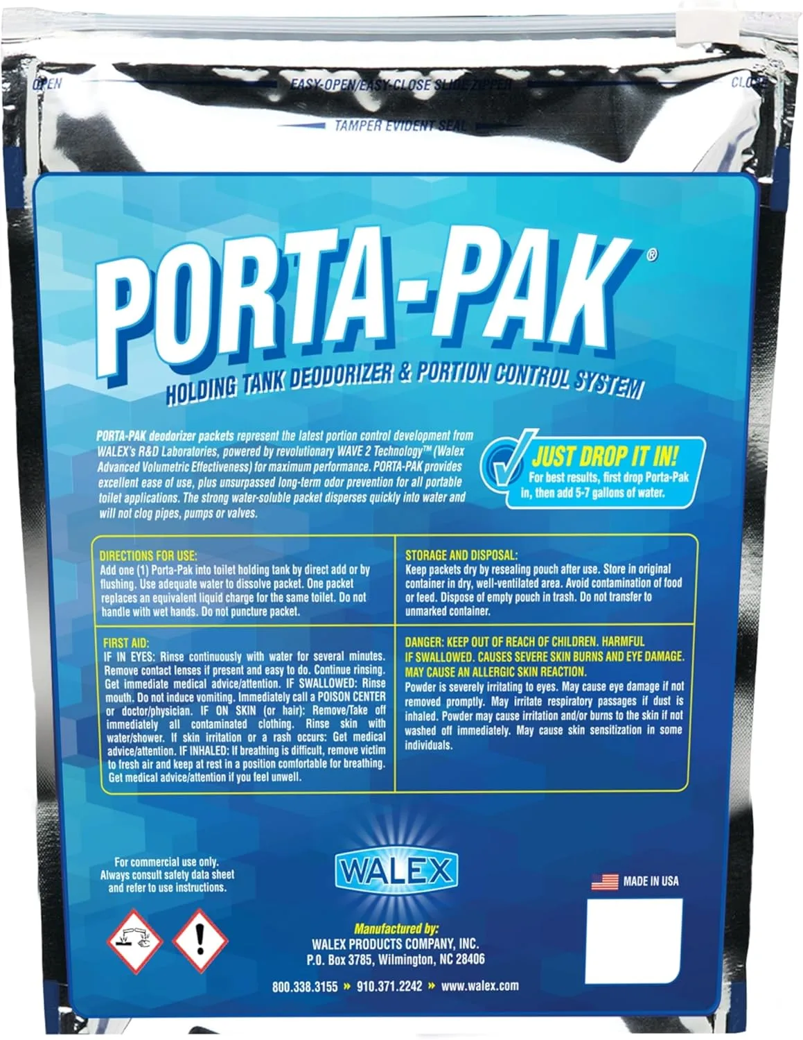 WALEX Porta-Pak Holding Tank Deodorizer Drop-Ins for RVs & Marine