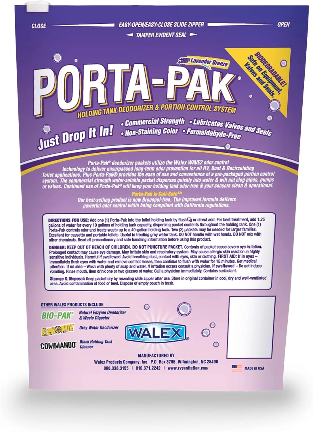WALEX Porta-Pak Holding Tank Deodorizer Drop-Ins for RVs & Marine