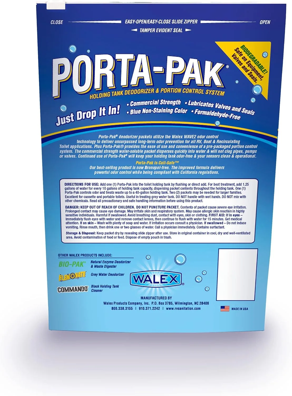 WALEX Porta-Pak Holding Tank Deodorizer Drop-Ins for RVs & Marine