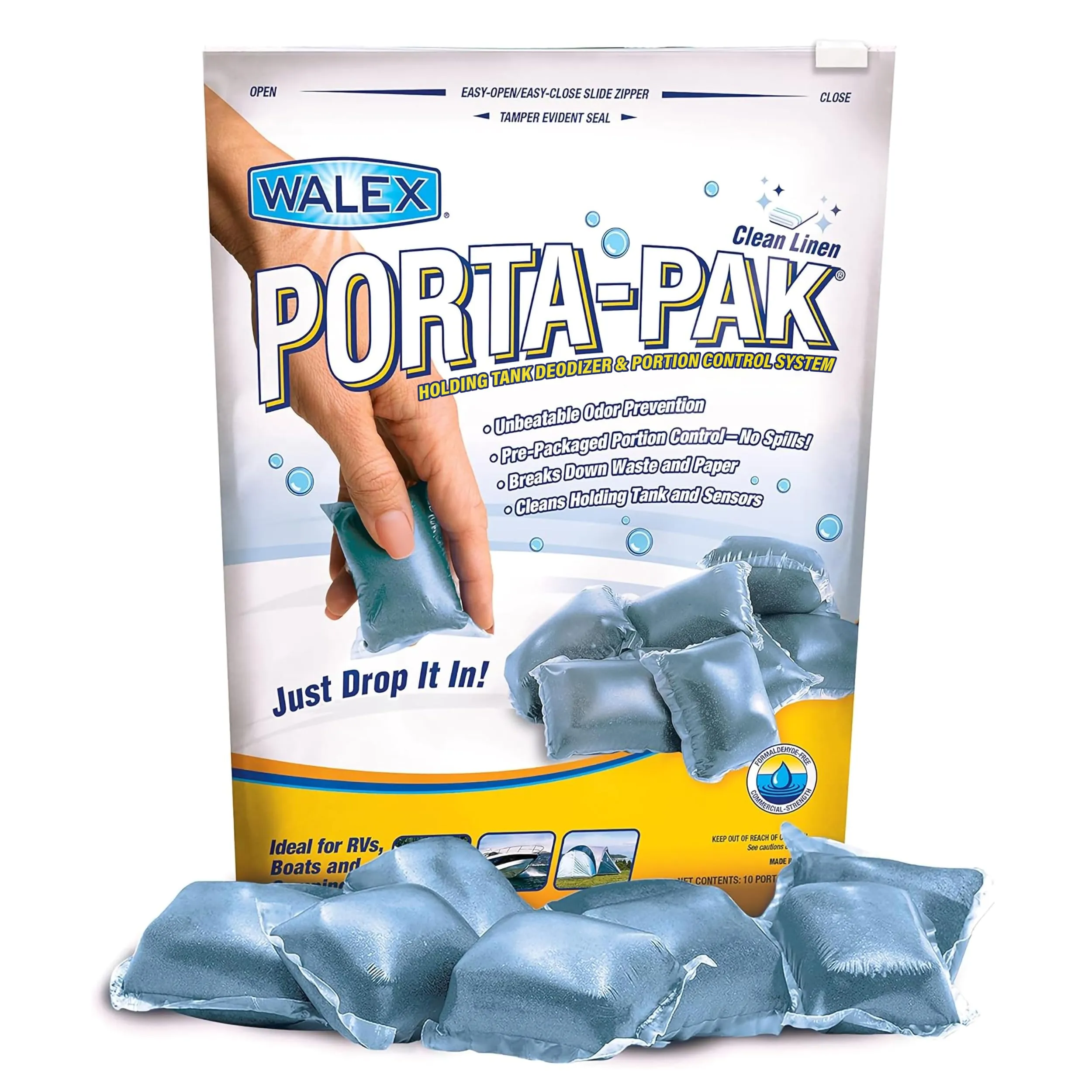 WALEX Porta-Pak Holding Tank Deodorizer Drop-Ins for RVs & Marine