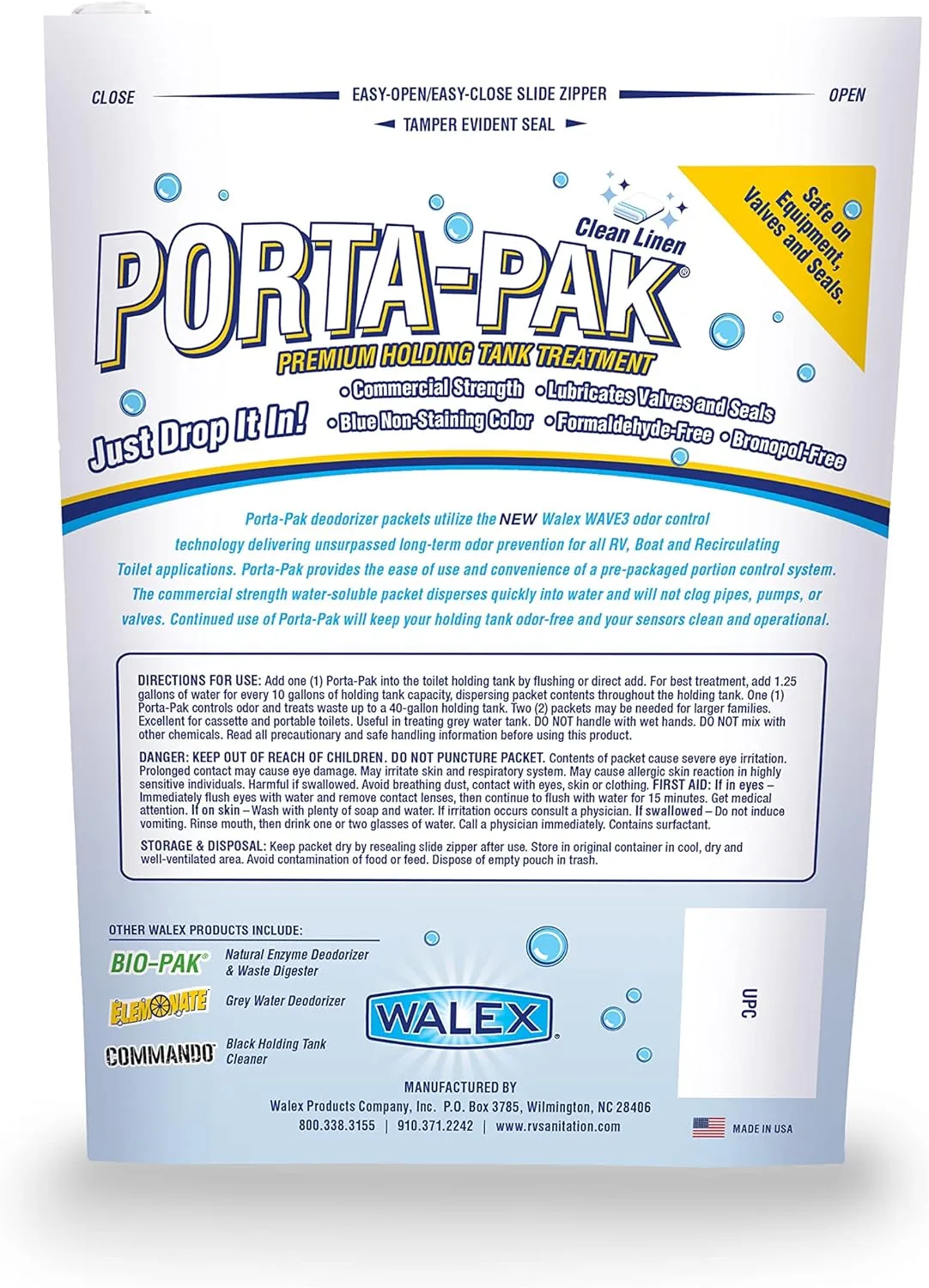 WALEX Porta-Pak Holding Tank Deodorizer Drop-Ins for RVs & Marine
