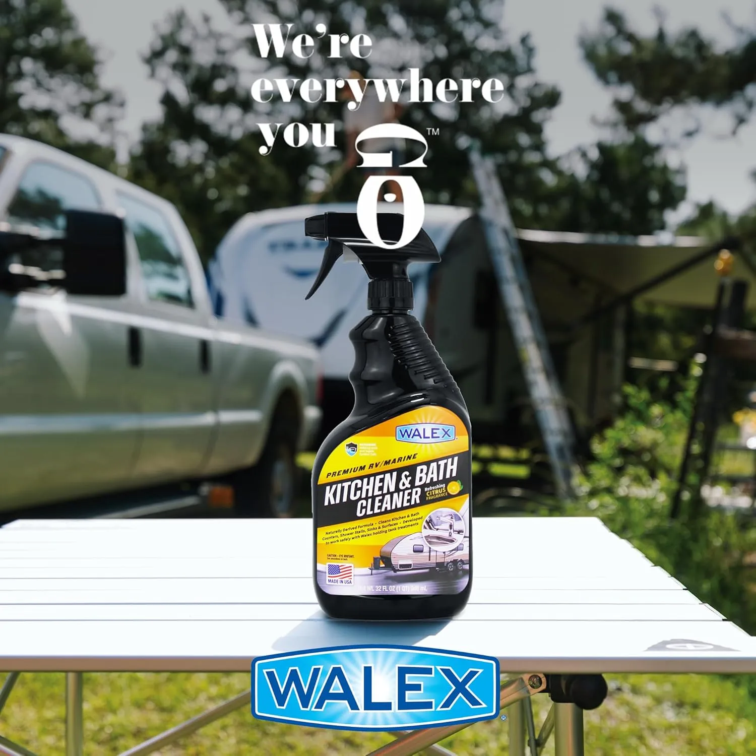 Walex Premium RV/Marine Kitchen & Bath Cleaner - Cleans Counters, Sinks, and Surfaces, Naturally Derived Formula, Refreshing Citrus Fragrance, Ideal for RV, Boat, & Camper Use, Septic Safe, 32 oz