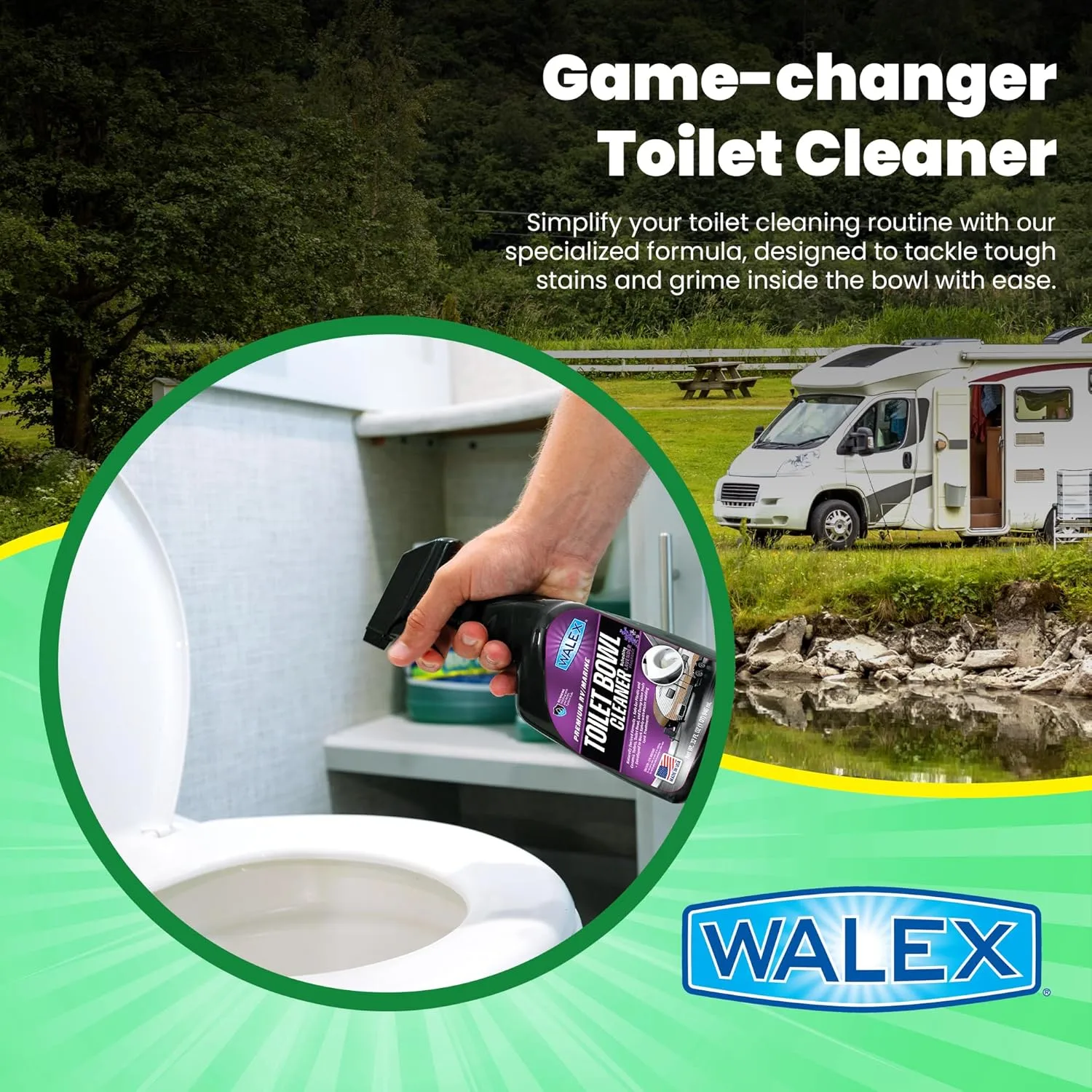 Walex Premium RV/Marine Toilet Bowl Cleaner, Naturally Derived, Lavender, 32 oz