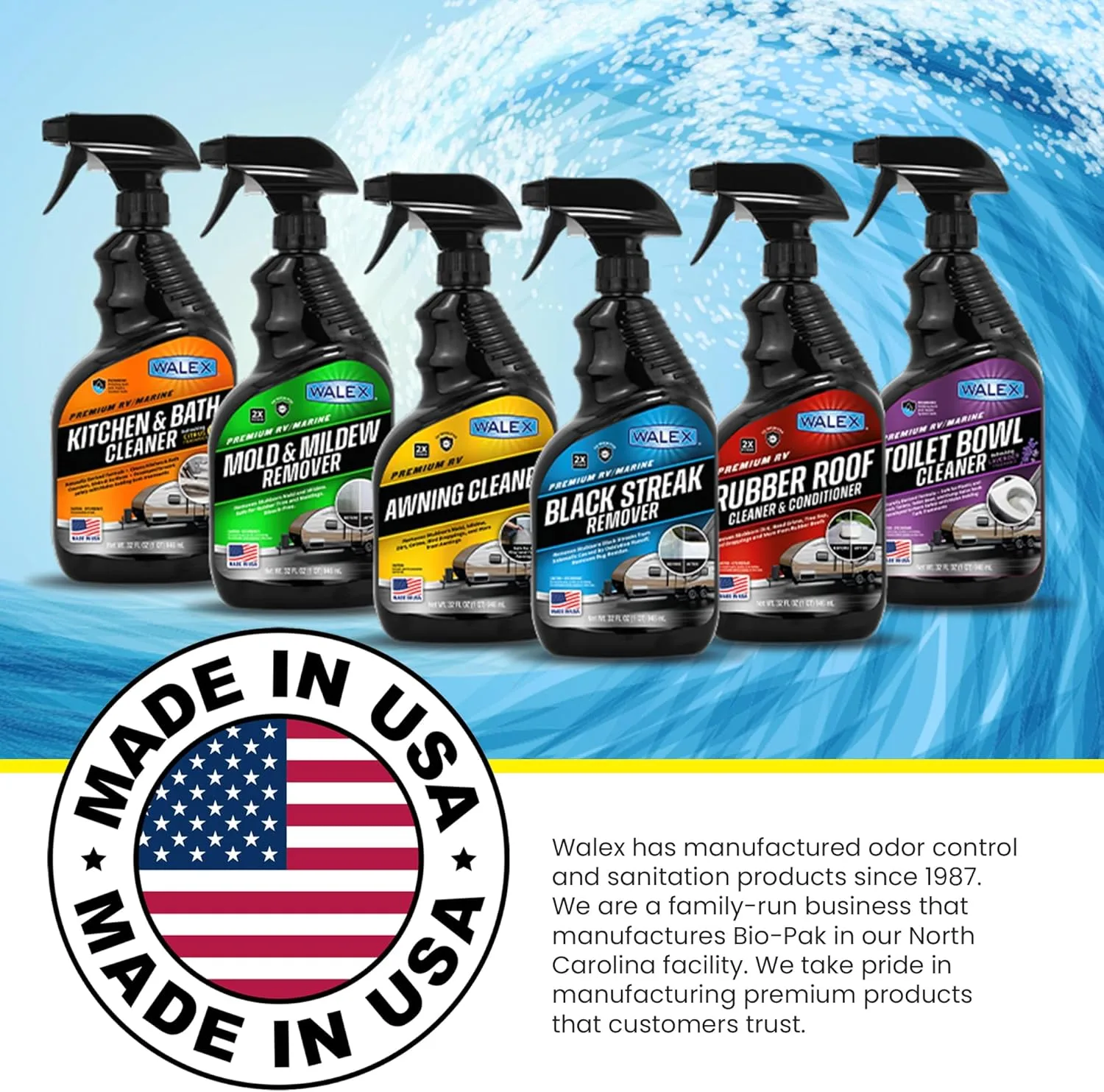 Walex Premium RV/Marine Toilet Bowl Cleaner, Naturally Derived, Lavender, 32 oz
