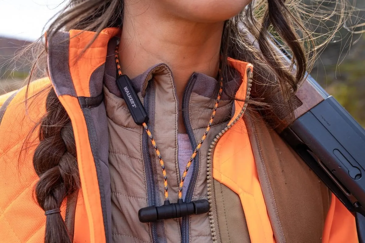 Walker's Flexible Bluetooth Neckband Headset 30 NRR Passive Hearing Protection Earbuds with 12" USB Charging Cable & EVA