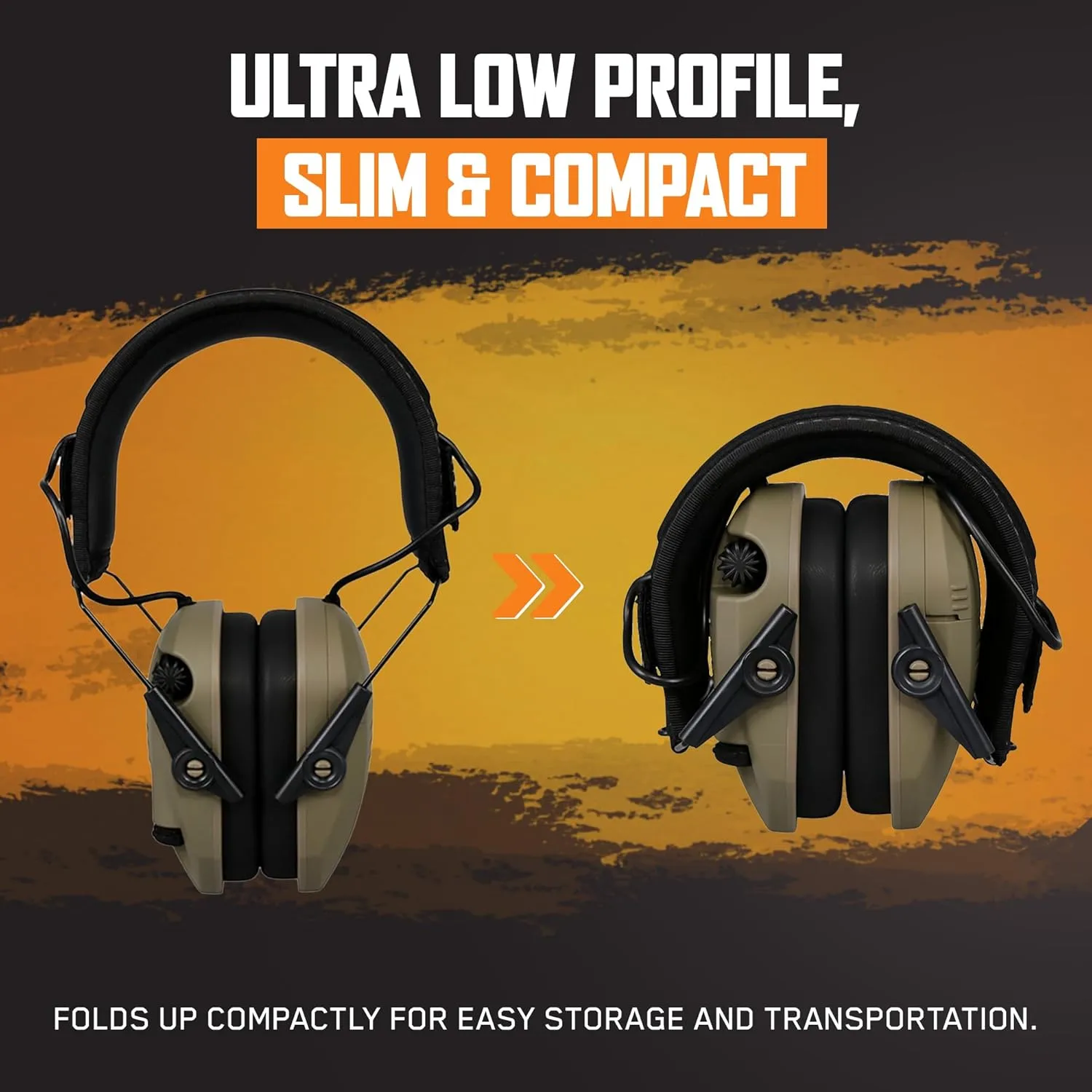 WALKER'S Razor Slim Electronic Earmuffs Ultra Low-Profile Folding Hearing Protection