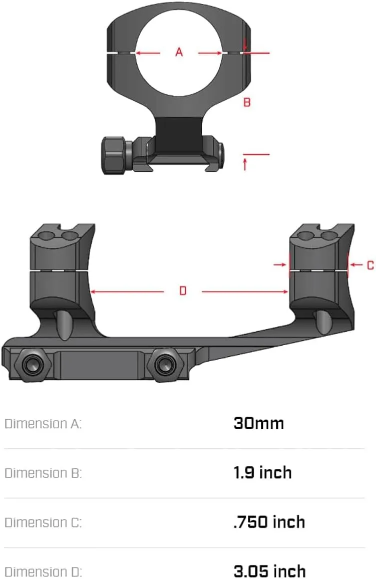 WARNE SHXSKEL30TW 1.9 inch Super High, 30mm Mount, 6061/T6 Aluminum, Steel Threaded Inserts, Black