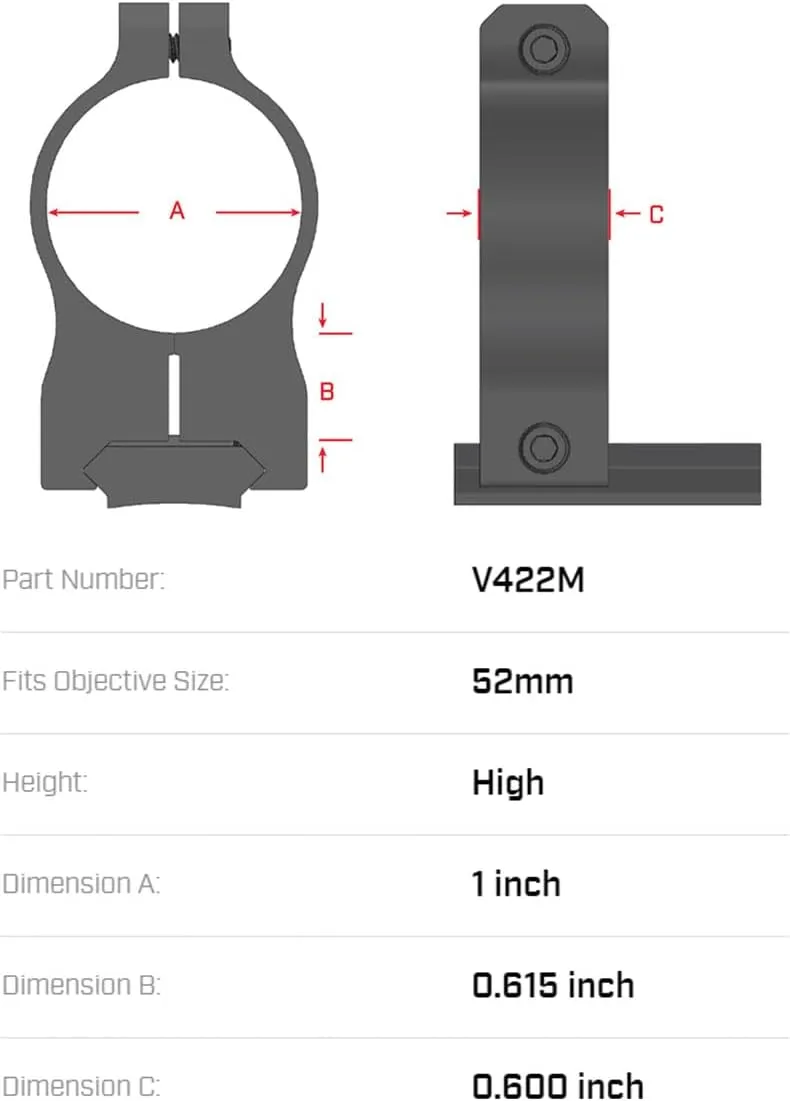 Vapor 1 Inch High Rimfire Scope Optic Ring