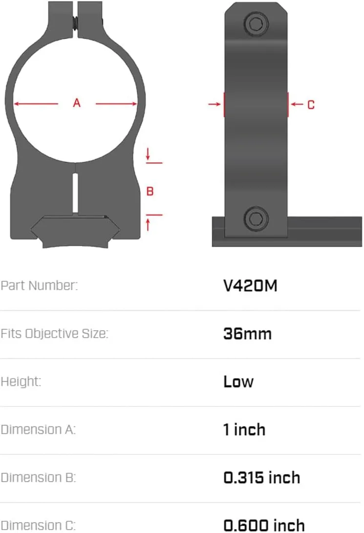 Vapor 1 Inch Low Rimfire Scope Optic Ring