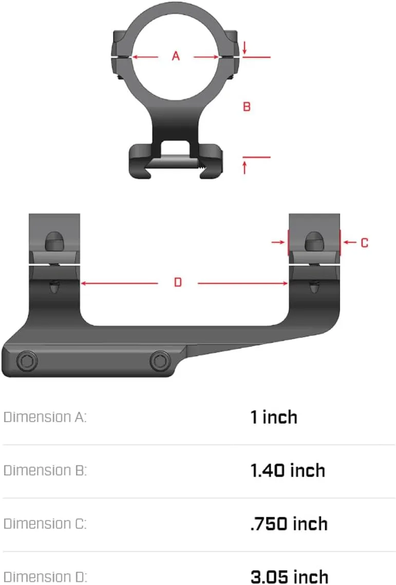 Warne Vapor 1 inch 1 Piece MSR Mount, Matte black