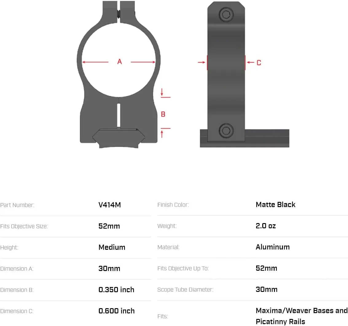 Warne Vapor 30mm Matte Scope Rings