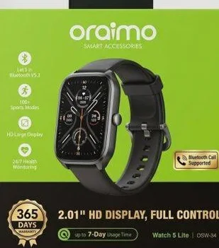 Oraimo Smart Watch 5 Lite(OSW-804) With HD Screen And Full Control