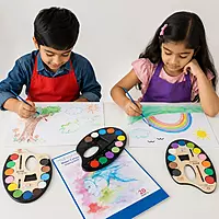 Kids Water Color Mixing Palette with 12 Colours & Brush - Set of 6