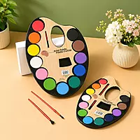 Kids Water Color Mixing Palette with 12 Colours & Brush - Set of 6
