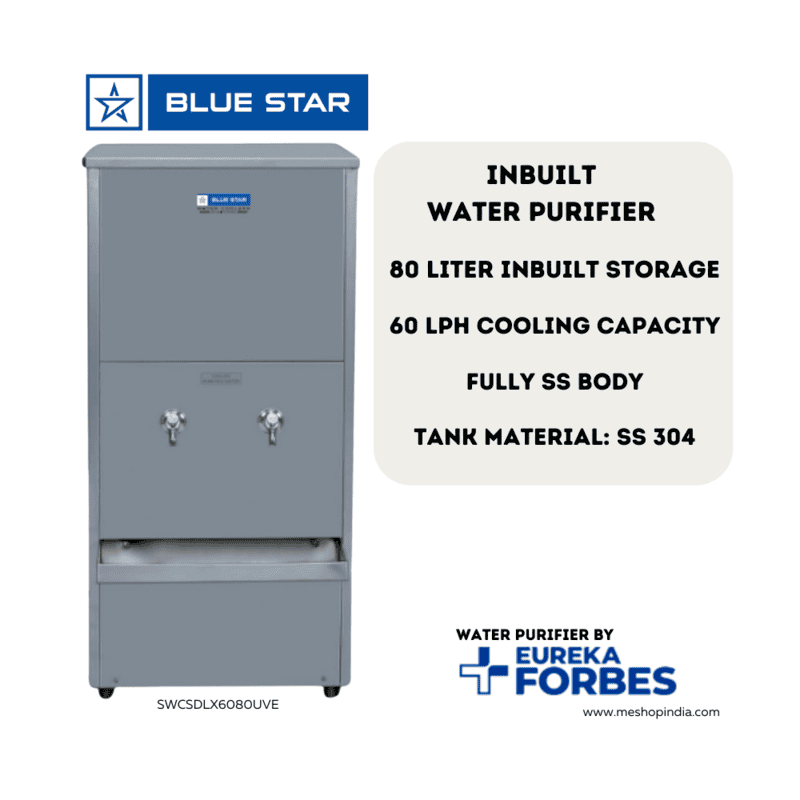 Stainless Steel Blue Star SWCSDLX6080UVE Commercial Water Purifier.