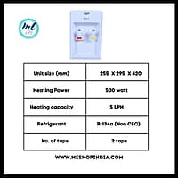 Specification of Atlantis Basic Mini Hot and Normal Water Dispenser.