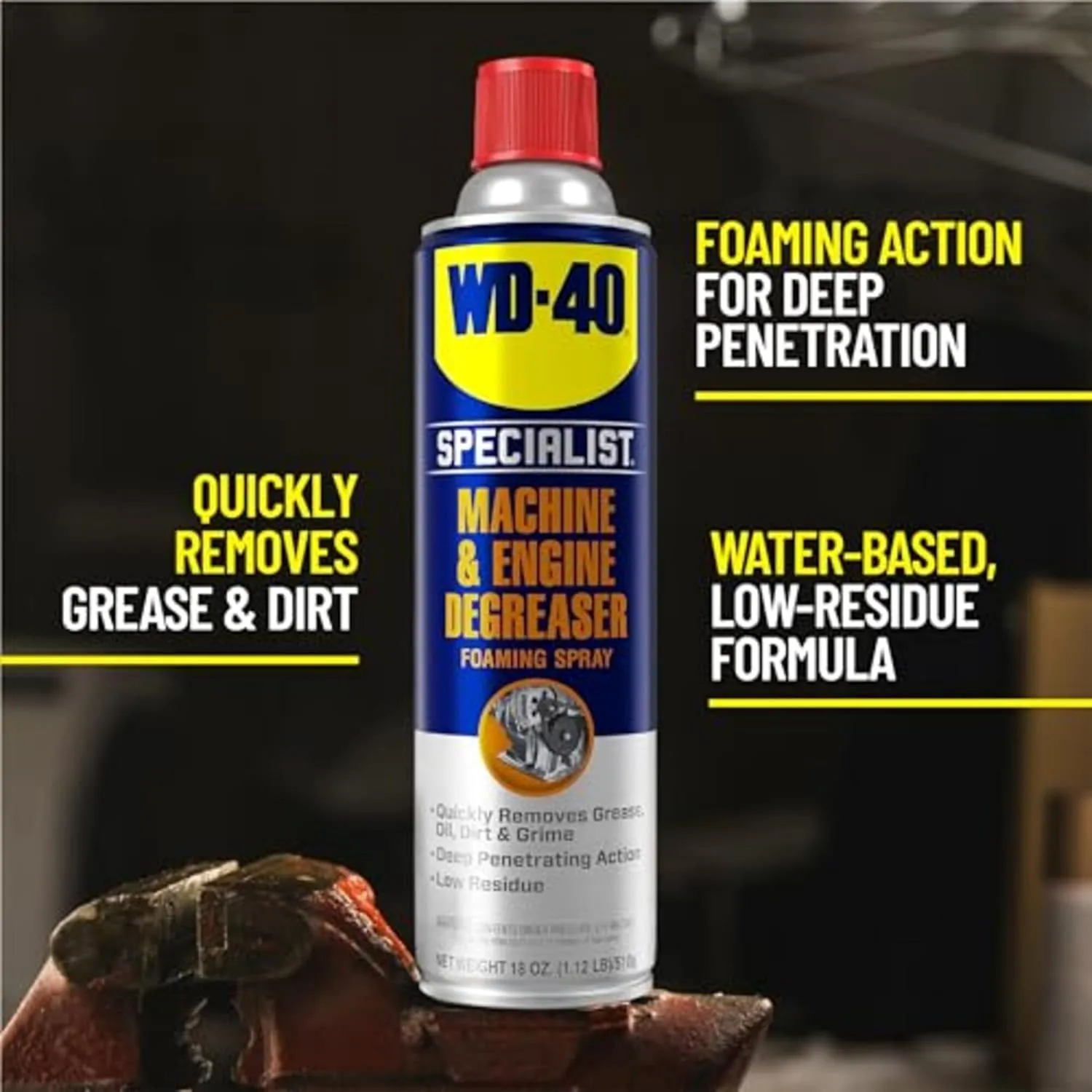 WD-40 Specialist Machine & Engine Degreaser Foaming Spray, 18 OZ 1 Count (Pack of 1)