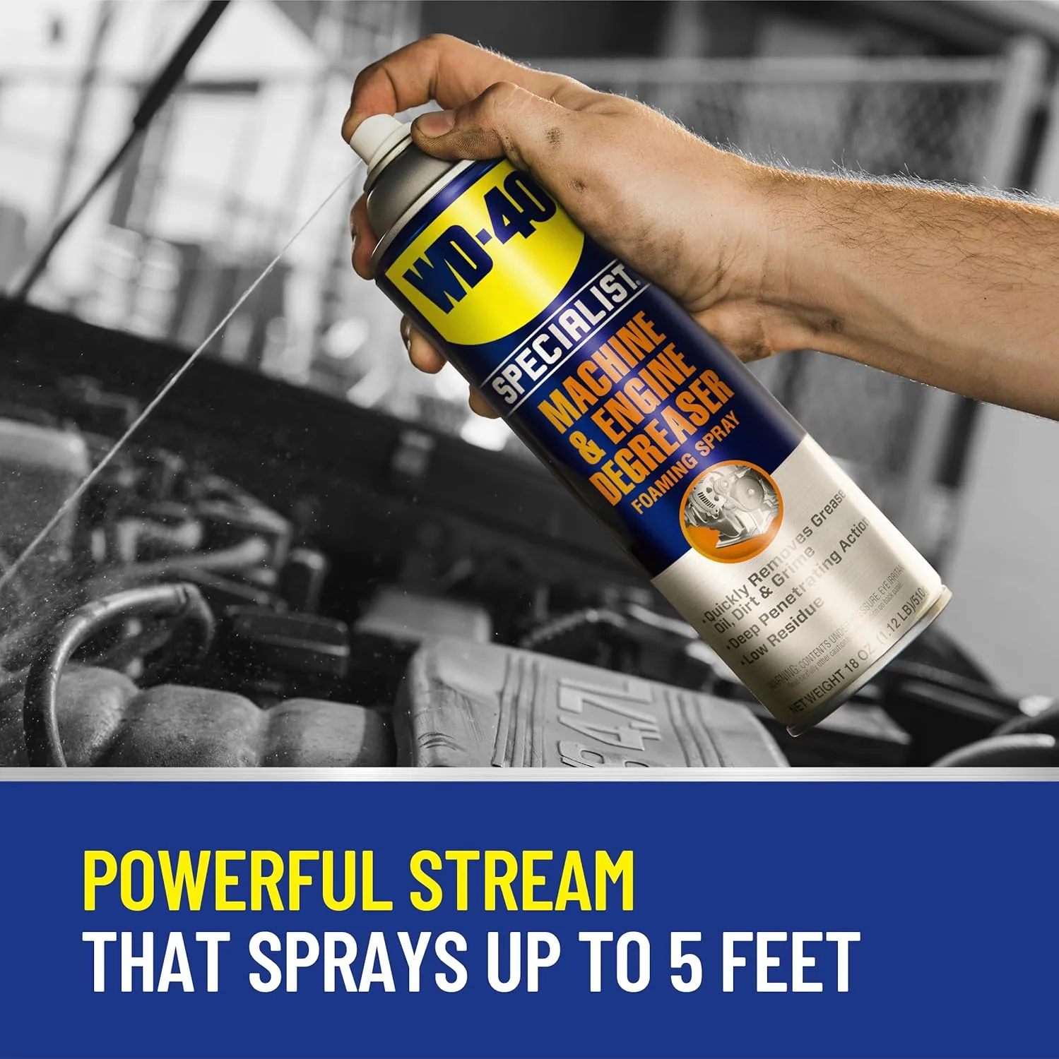 WD-40 Specialist Machine & Engine Degreaser Foaming Spray, 18 OZ 1 Count (Pack of 1)