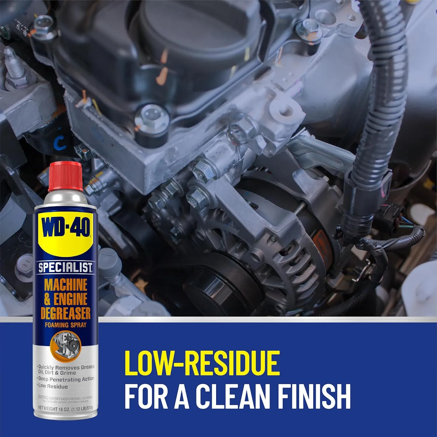WD-40 Specialist Machine & Engine Degreaser Foaming Spray, 18 OZ 1 Count (Pack of 1)