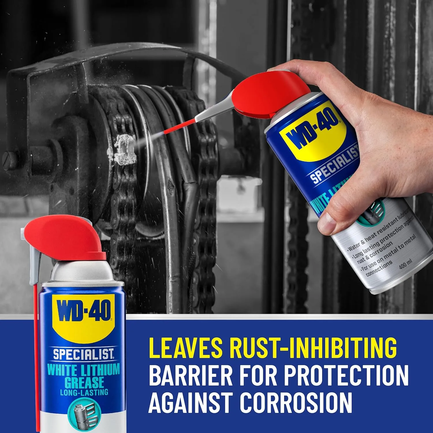 WD-40 Specialist White Lithium Grease Spray with SMART STRAW SPRAYS 2 WAYS, 10 OZ 1-Pack Grease Spray