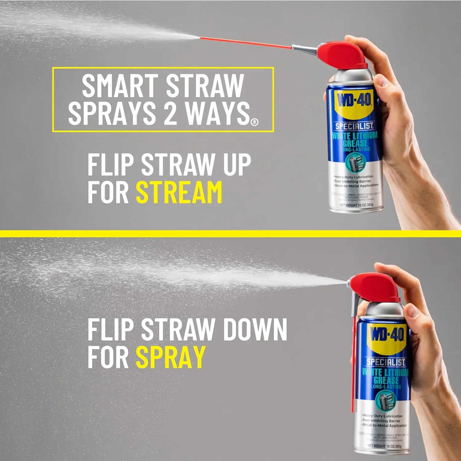WD-40 Specialist White Lithium Grease Spray with SMART STRAW SPRAYS 2 WAYS, 10 OZ 1-Pack Grease Spray