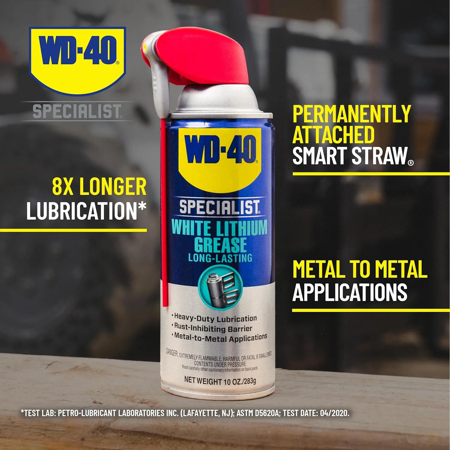 WD-40 Specialist White Lithium Grease Spray with SMART STRAW SPRAYS 2 WAYS, 10 OZ 1-Pack Grease Spray