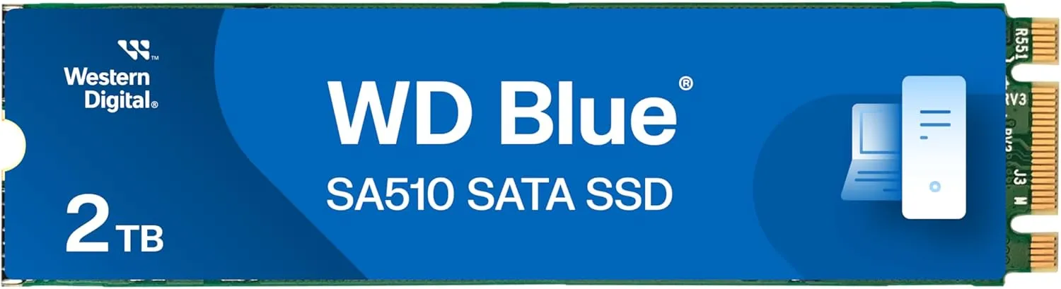 Western Digital 2TB WD Blue SA510 SATA Internal Solid State Drive SSD - SATA III 6 Gb/s, M.2 2280, Up to 560 MB/s - WDS200T3B0B New Generation 2TB