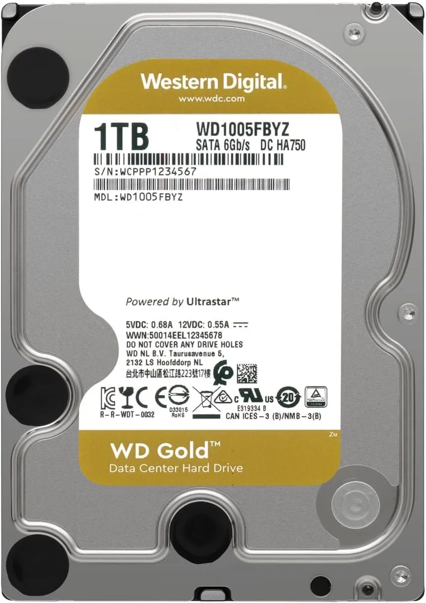 Western Digital WD Gold Enterprise Class Internal Hard Drive - 3.5" SATA 6 Gb/s 7200 RPM Class