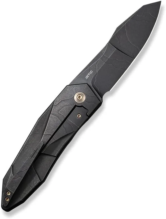 WE Gustavo T. Cecchini WE22028-5 Black Stonewashed with Etching Pattern Titanium Integral Handle