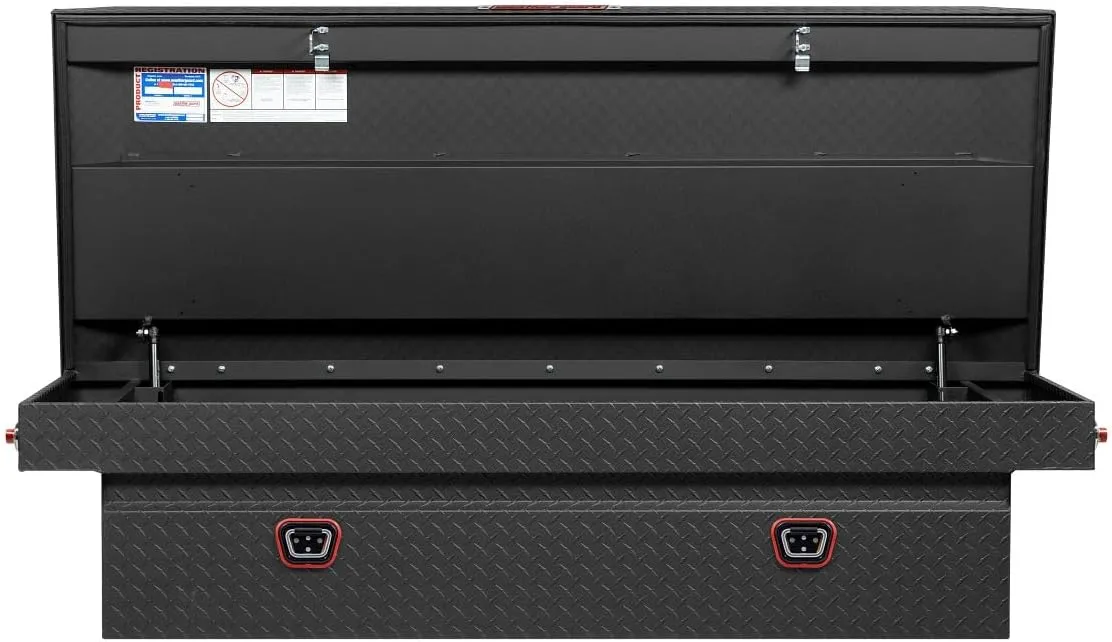 Weather Guard Model 117-52-04 Saddle Truck Box, Aluminum, For Full-Size Trucks, Extra Wide, Textured Matte Black, 15.5 cu ft capacity