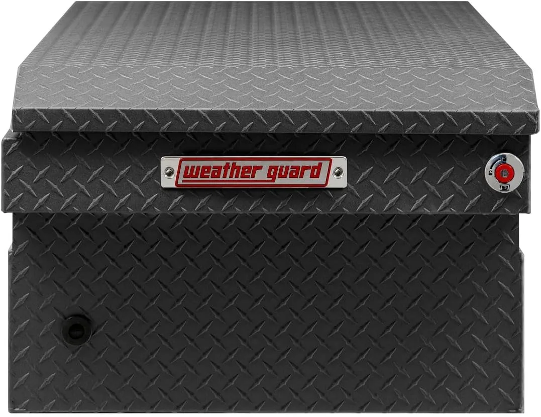 Weather Guard Model 117-52-04 Saddle Truck Box, Aluminum, For Full-Size Trucks, Extra Wide, Textured Matte Black, 15.5 cu ft capacity